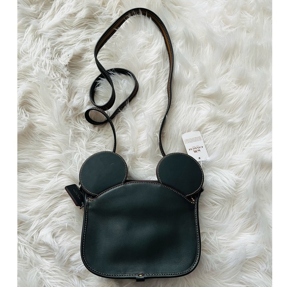 Coach x Disney Patricia Saddle Mickey Ears Leather Crossbody Bag (Blk) [F59369] - Picture 8 of 9